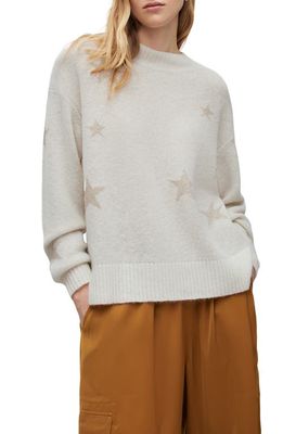 AllSaints Astra Star Wool & Alpaca Blend Sweater in Chalk White/Champagne