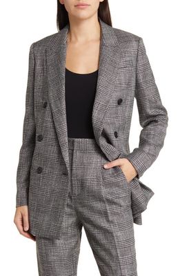 AllSaints Astrid Sparkle Plaid Double Breasted Blazer in Grey Check