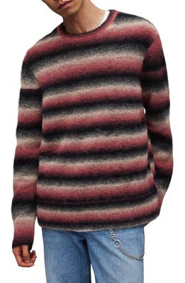AllSaints Aurora Stripe Wool & Mohair Blend Sweater in Pink Marl