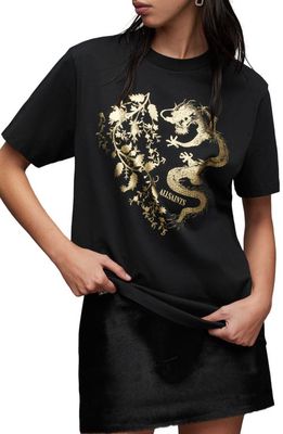 AllSaints Auru Metallic Graphic T-Shirt in Black