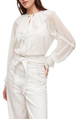 AllSaints Ava Sheer Long Sleeve Blouse in Ecru White