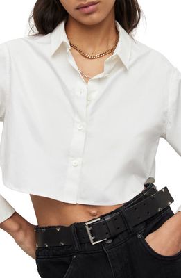 AllSaints Averie Crop Button-Up Shirt in White