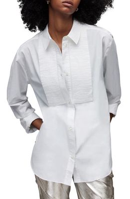 AllSaints Avril Oversize Pintuck Pleat Cotton Shirt in White