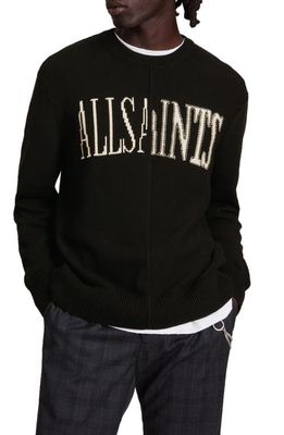 AllSaints Axis Saints Cotton Crewneck Sweater in Black