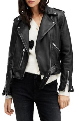 AllSaints Balfern Valentine Leather Biker Jacket in Black