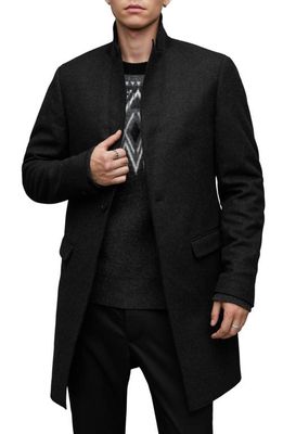AllSaints Barnard Wool Blend Coat in Cinder Black