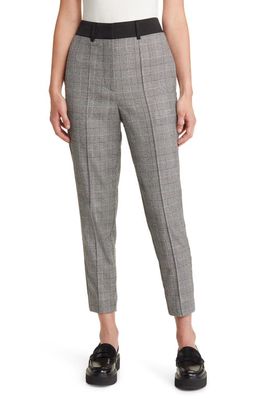 AllSaints Bea Check Wool Blend Crop Pants in Grey