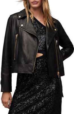 AllSaints Beale Leather Moto Jacket in Black