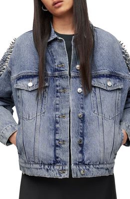 AllSaints Bella Punk Denim Jacket in Indigo Blue