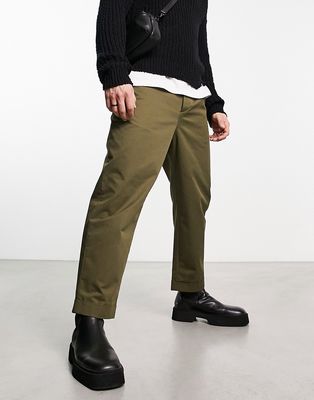AllSaints Belo straight pants in khaki-Black
