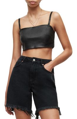AllSaints Betsy Leather Bandeau Top in Black
