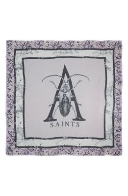 AllSaints Bettle Silk Square Scarf in Lilac