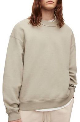 AllSaints Bolus Crewneck Organic Cotton Sweatshirt in Frosted Taupe