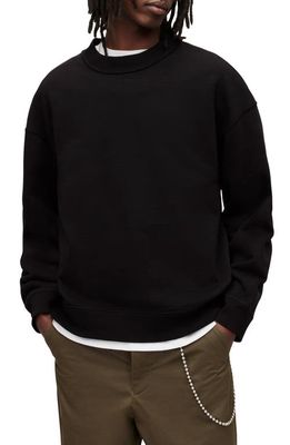 AllSaints Bolus Crop Organic Cotton Sweatshirt in Jet Black