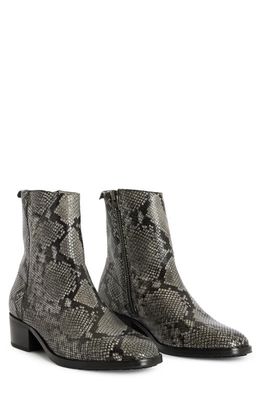 AllSaints Bonham Snake Pattern Zip Boot in Dark Grey