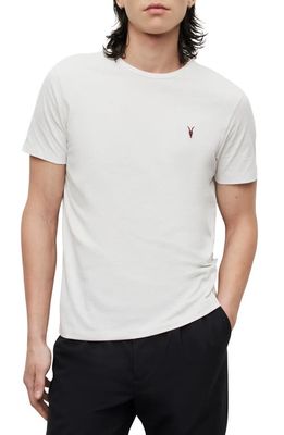 AllSaints Brace Embroidered Logo T-Shirt in Soft White