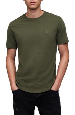 AllSaints Brace Tonic Organic Cotton T-Shirt in Rye Grass Green