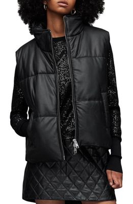 AllSaints Bradbury Leather Puffer Vest in Black