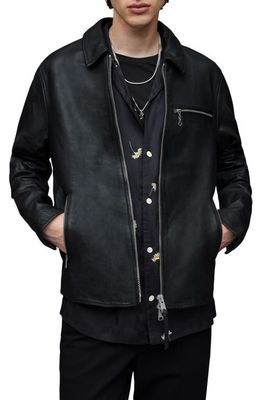AllSaints Brett Leather Jacket in Black