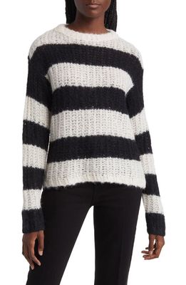 AllSaints Britt Open Stitch Alpaca Blend Sweater in Black/Ecru