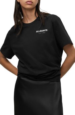 AllSaints Bryn Boyfriend Logo Graphic Tee in Black