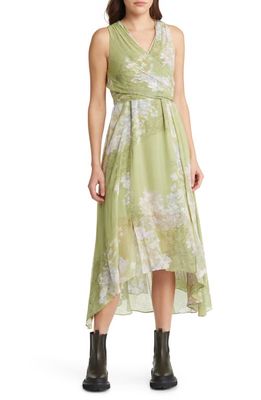 AllSaints Capri Venetia Floral Sleeveless Shift Dress in Spring Green