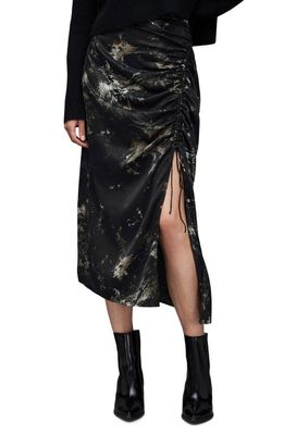 AllSaints Carla Titania Ruched Midi Skirt in Black