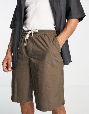 AllSaints casper wide shorts in brown