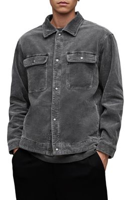 AllSaints Castleford Relaxed Corduroy Overshirt in Galaxy Grey