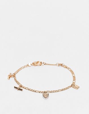 AllSaints charm bracelet in warm brass-Gold