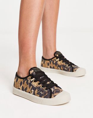 AllSaints Clemmy Celia lightweight sneakers in leopard print-Brown