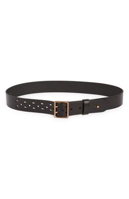 AllSaints Collar Stud Leather Belt in Black /Warm Brass