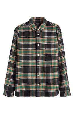 AllSaints Commune Plaid Flannel Button-Up Shirt in Black