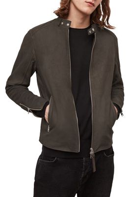 AllSaints Cora Leather Jacket in Charcoal