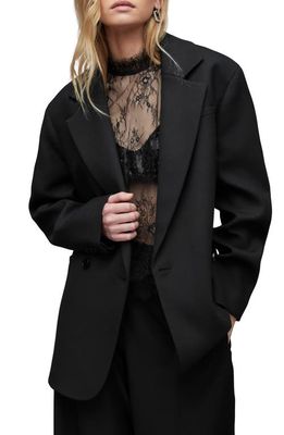 AllSaints Corin Oversize Wrap Front Blazer in Black