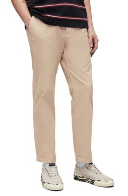 AllSaints Corsario Cotton Stretch Twill Trousers in Fawn Beige