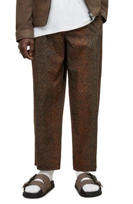 AllSaints Cowell Wide Leg Cotton Trousers in Aged Walnut Brown