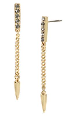 AllSaints Crystal Bar & Chain Linear Drop Earrings in Black Diamond