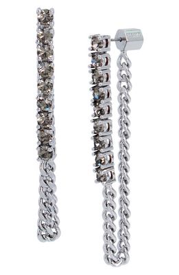AllSaints Crystal Draped Chain Front/Back Earrings in Crystal/Rhodium