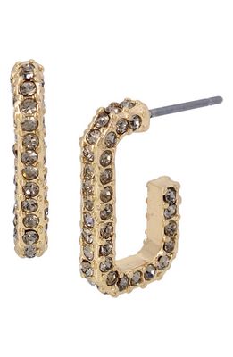 AllSaints Crystal Rectangular Huggie Hoop Earrings in Black Diamond/Gold