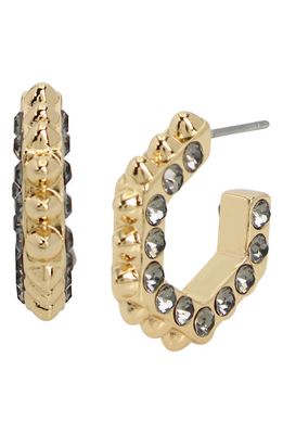 AllSaints Crystal Stud Hoop Earrings in Black Diamond