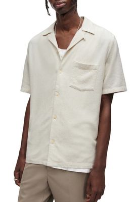 AllSaints Cudi Short Sleeve Camp Shirt in Ecru
