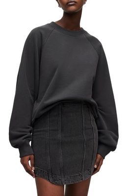 AllSaints Cygni Cutout Organic Cotton Sweatshirt in Washed Black