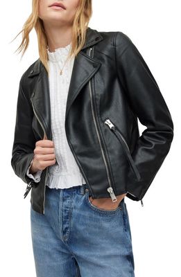 AllSaints Dalby Faux Leather Biker Jacket in Black