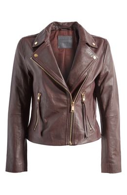 AllSaints Dalby Leather Moto Jacket in Oxblood Red