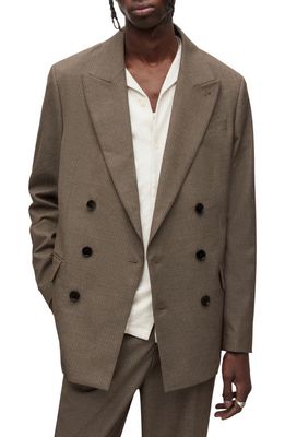 AllSaints Dante Relaxed Fit Double Breasted Blazer in Light Brown