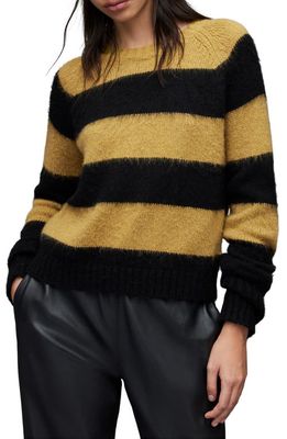 AllSaints Darla Stripe Sweater in Sulphur Yellow/Black