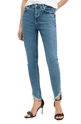 AllSaints Dax Asymmetric Hem Jeans in Hunter Blue