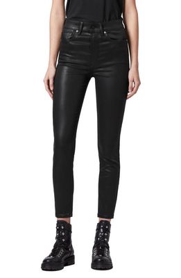 AllSaints Dax Coated Skinny Jeans in Coated Black