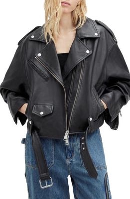 AllSaints Dayle Leather Biker Jacket in Black